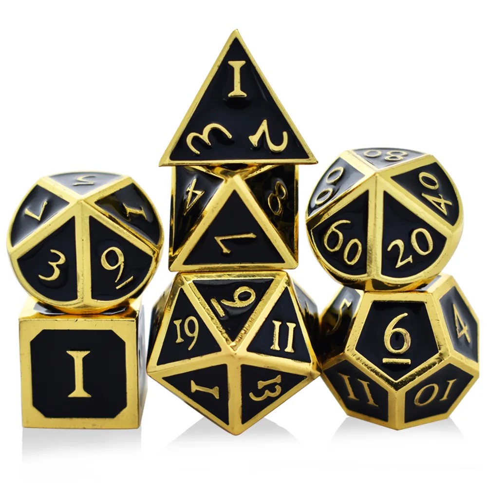 Solid Metal Golden Eclipse Dice