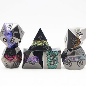 Black Metal 7 Colour Mica Stripe Dice