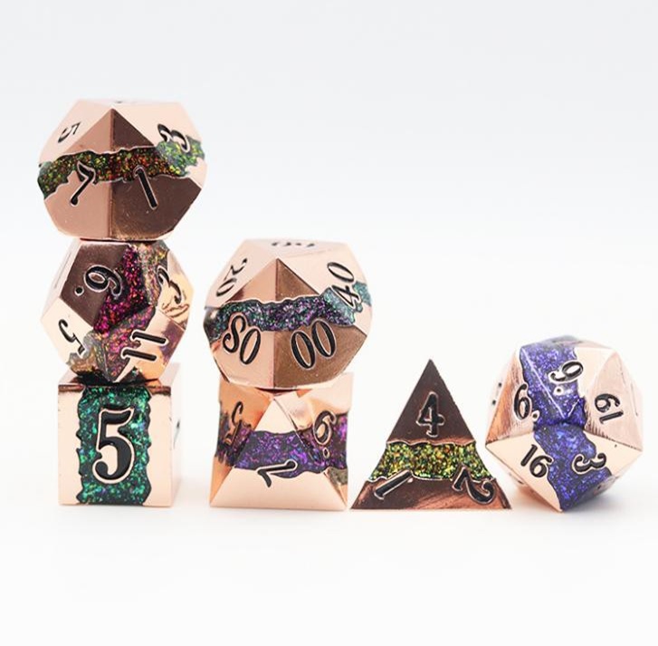 Copper Metal 7 Colour Mica Stripe Dice