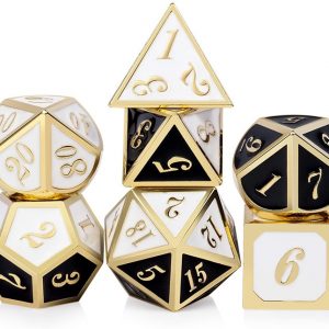 Solid Metal Gold Black and White Dice