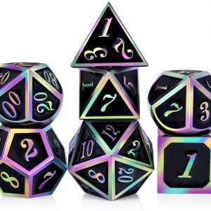 Solid Metal Rainbow Black Dice