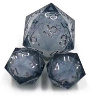 33mm Oversize D20 Chonk Black Blue Liquid Core Dice