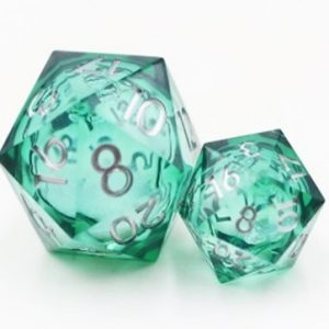 33mm Oversize D20 Chonk Green Liquid Core Dice