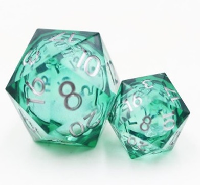 33mm Oversize D20 Chonk Green Liquid Core Dice