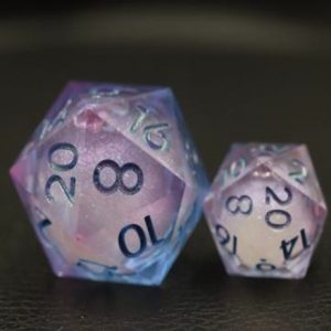 33mm Oversize D20 Chonk Pink Blue Liquid Core Dice