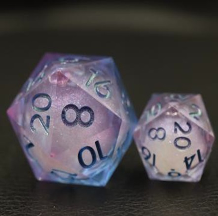 33mm Oversize D20 Chonk Pink Blue Liquid Core Dice