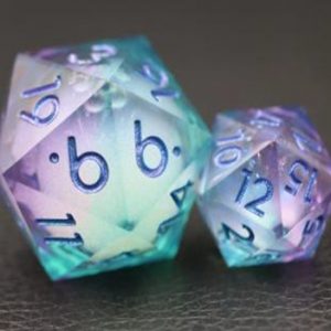33mm Oversize D20 Chonk Purple Green Dice