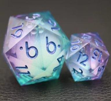 33mm Oversize D20 Chonk Purple Green Dice
