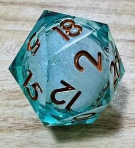 33mm Oversize D20 Chonk Teal Liquid Core Dice