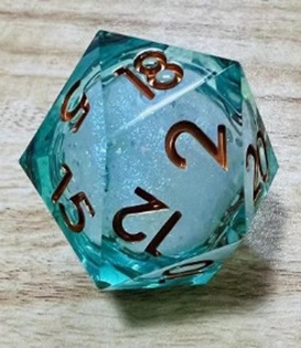 33mm Oversize D20 Chonk Teal Liquid Core Dice