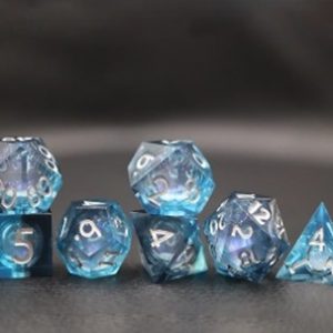 Sharp Edged Liquid Core Black and Blue Dice