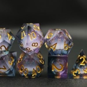 Sharp Edged Liquid Core Black Purple Dice
