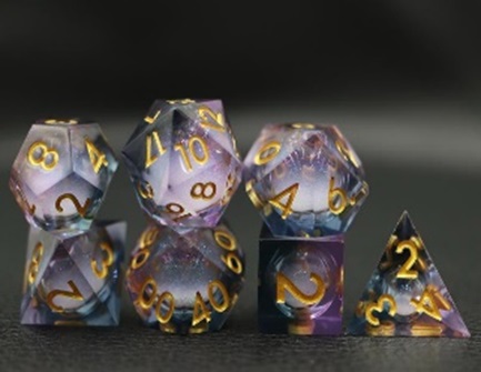 Sharp Edged Liquid Core Black Purple Dice