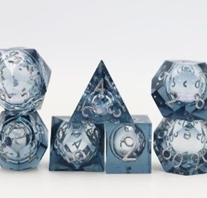 Sharp Edged Liquid Core Black Blue Dice
