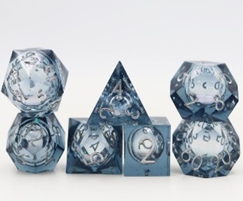 Sharp Edged Liquid Core Black Blue Dice