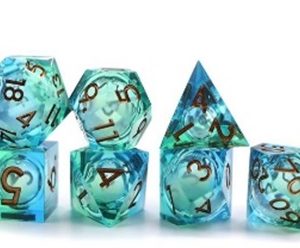 Sharp Edged Liquid Core Blue Green Dice