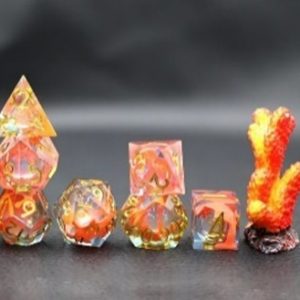Sharp Edged Liquid Core Coral Red Dice