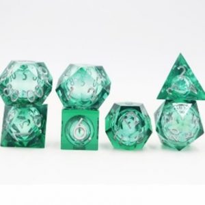 Sharp Edged Liquid Core Green Dice