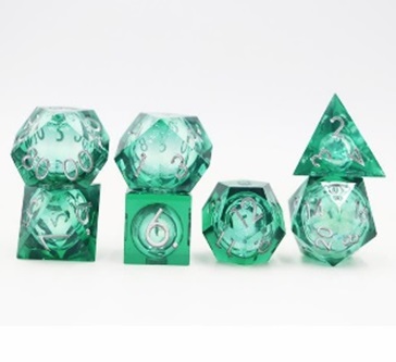 Sharp Edged Liquid Core Green Dice