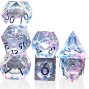 Sharp Edged Liquid Core Pink Blue Dice