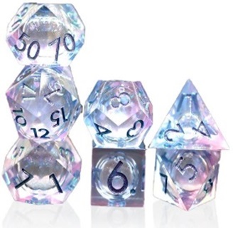 Sharp Edged Liquid Core Pink Blue Dice