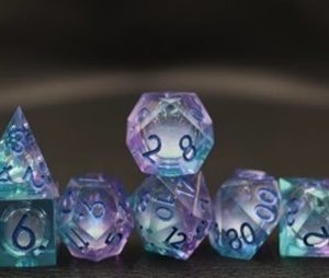 Sharp Edged Liquid Core Purple Green Dice