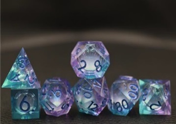 Sharp Edged Liquid Core Purple Green Dice