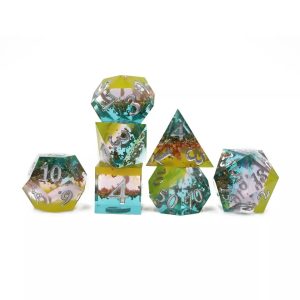 Sharp Edged Blue Pink Yellow Foil Dice