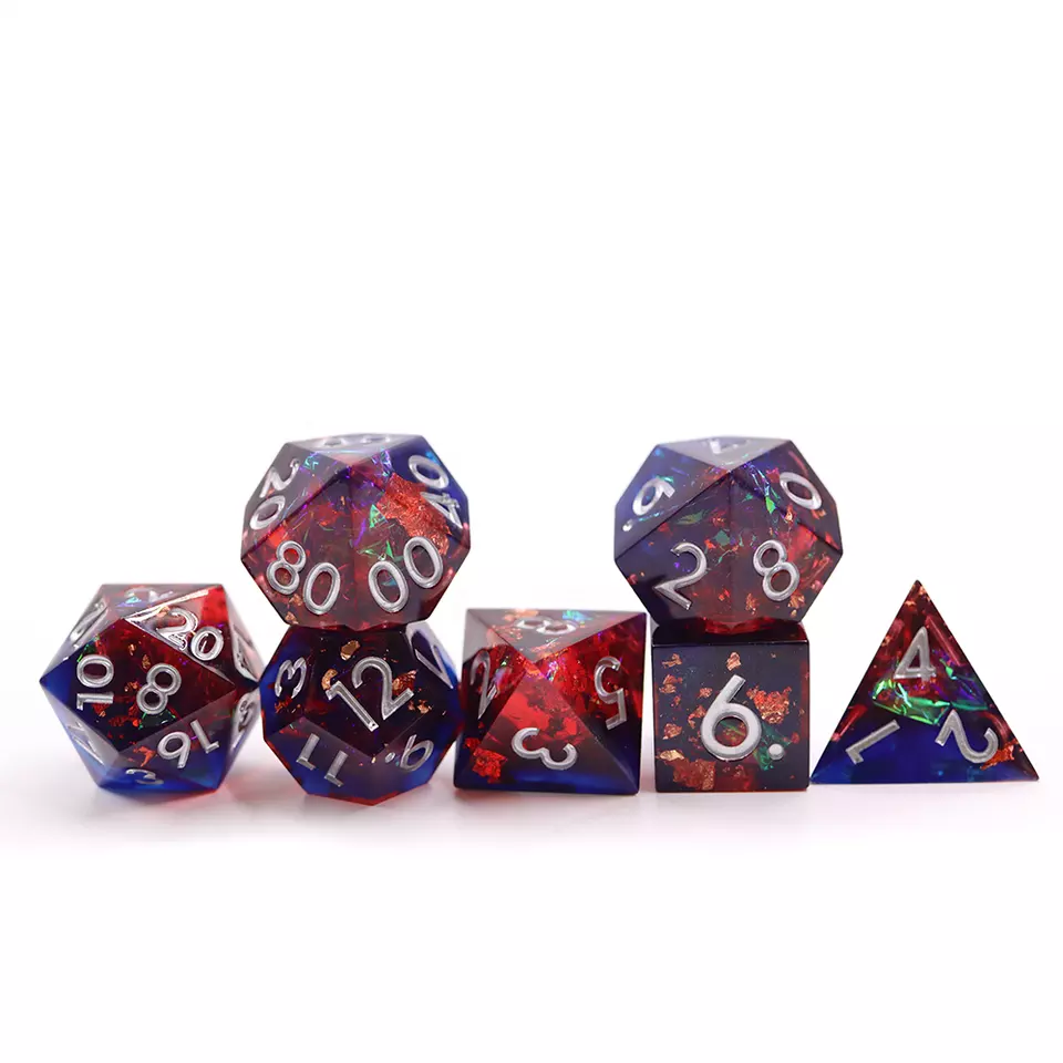 Sharp Edged Red and Blue Dice Set