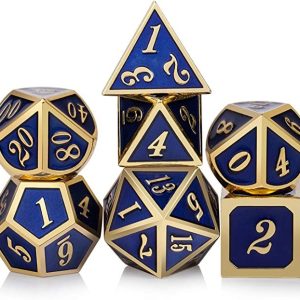 Solid Metal Gold Blue Dice