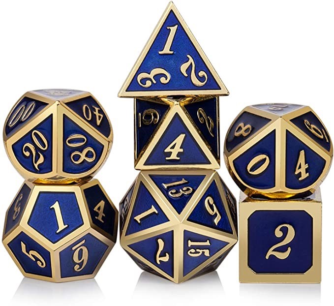 Solid Metal Gold Blue Dice