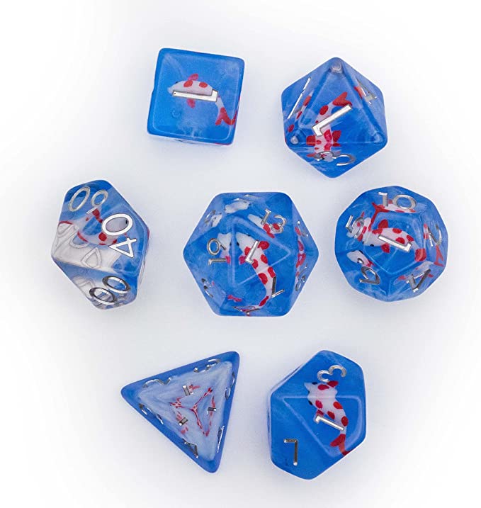Blue with Red Koi Novelty Dice Set