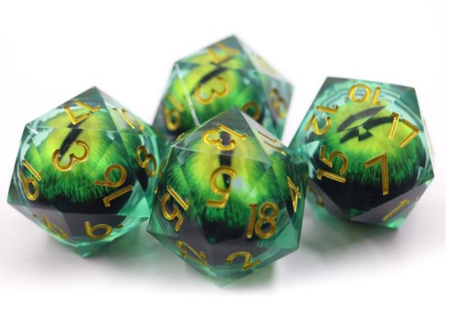 33mm Oversize D20 Chonk Green Dragon Eye Dice