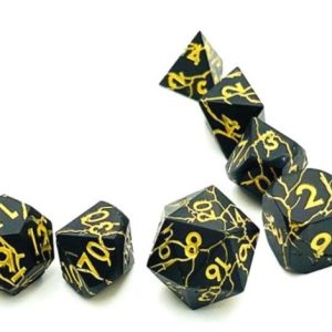 Cracked Design Black with Gold Metal Dice