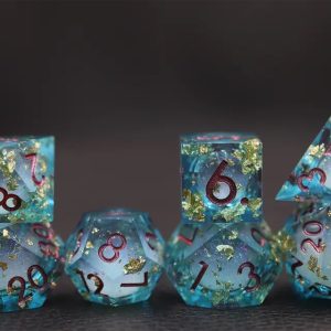 Sharp Edged Liquid Core Ocean Gold Dice