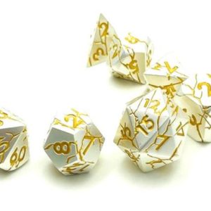 Cracked Design Pearl Silver with Gold Metal Dice