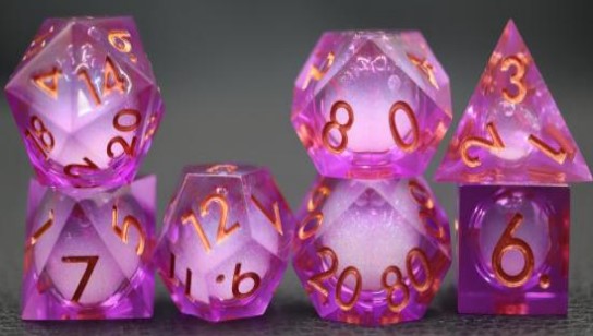 Sharp Edged Liquid Core Purple Dice