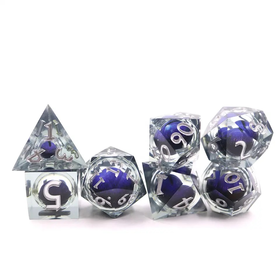 Sharp Edged Dark Purple Moving Eye Dice