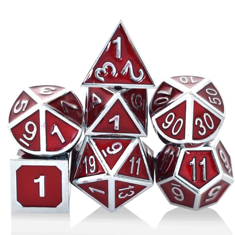 Solid Metal Crimson Chrome Dice