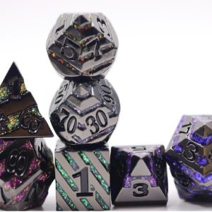 Solid Metal Black 7 Colour Mica Dice