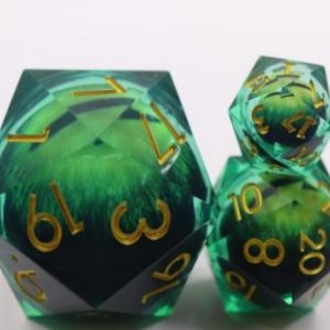 50mm Oversize D20 Chonk Green Dragon Eye Dice