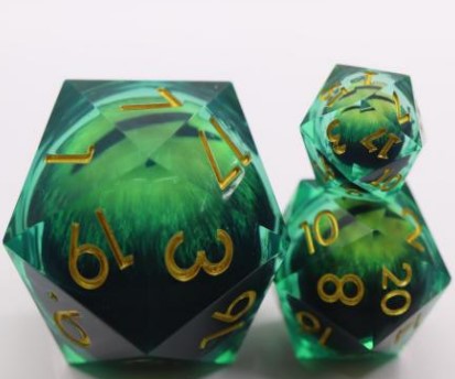 50mm Oversize D20 Chonk Green Dragon Eye Dice