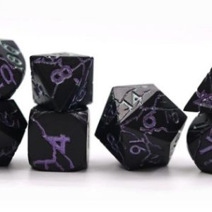 Cracked Design Matte Black with Purple-Blue Metal Dice