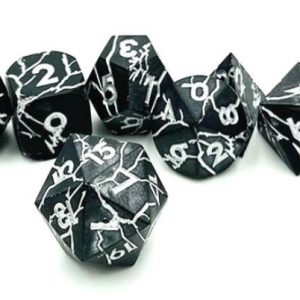 Cracked Design Matte Black with Silver Metal Dice