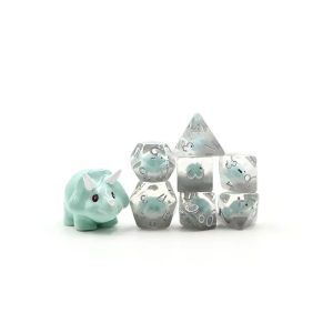 Baby Triceratops Mint Green Novelty Dice Set