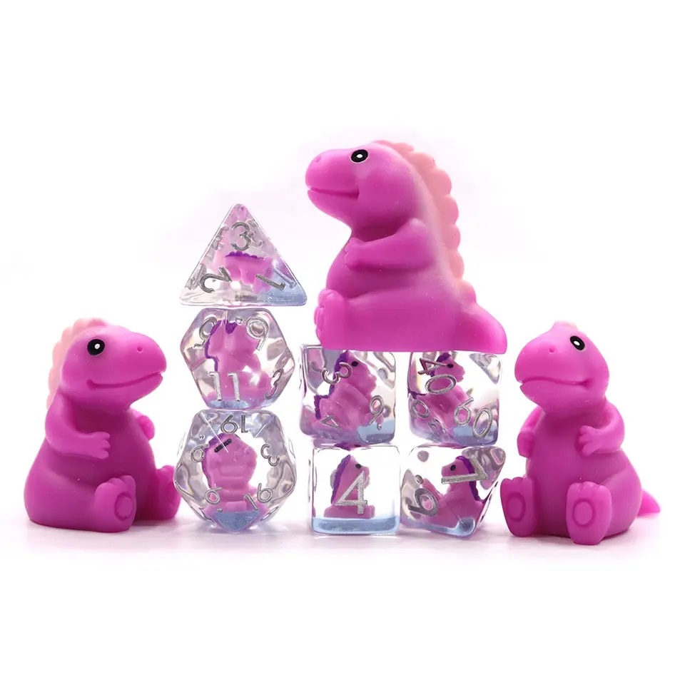 Pink T-Rex Novelty Dice Set