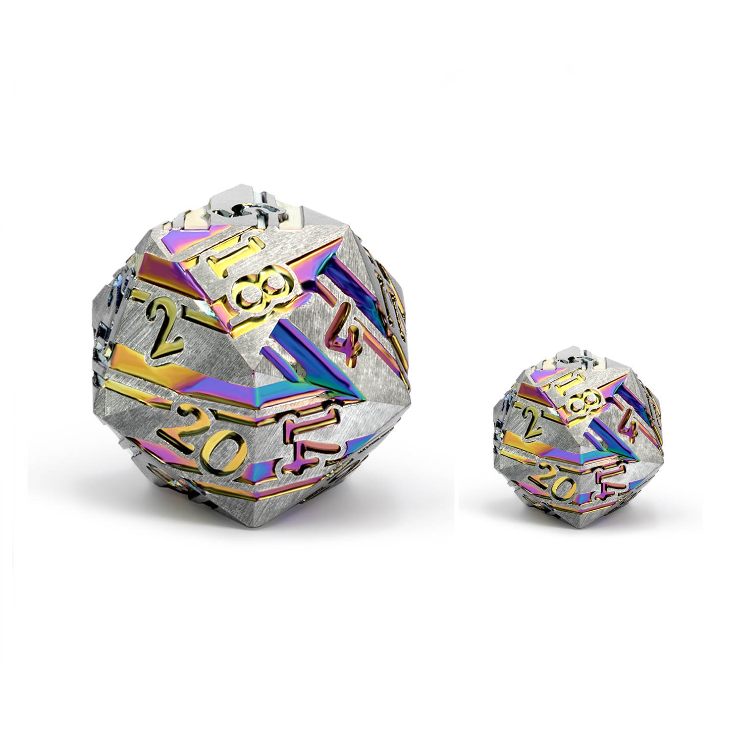33mm Oversize D20 Chonk Metal Two Stripe Rainbow