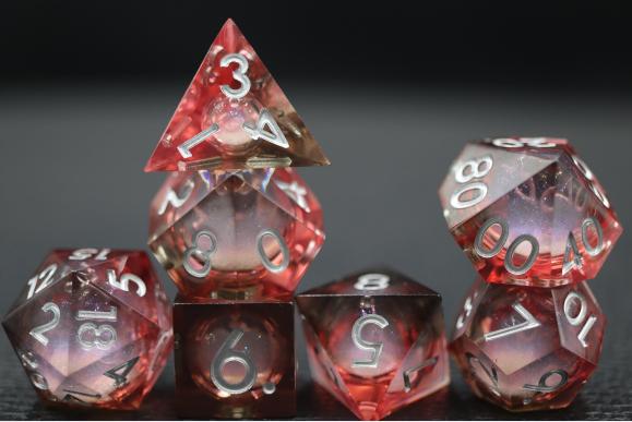 Sharp Edged Liquid Core Black and Red Dice