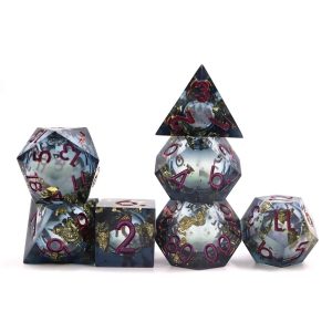 Sharp Edged Liquid Core Black Gold Foil Dice