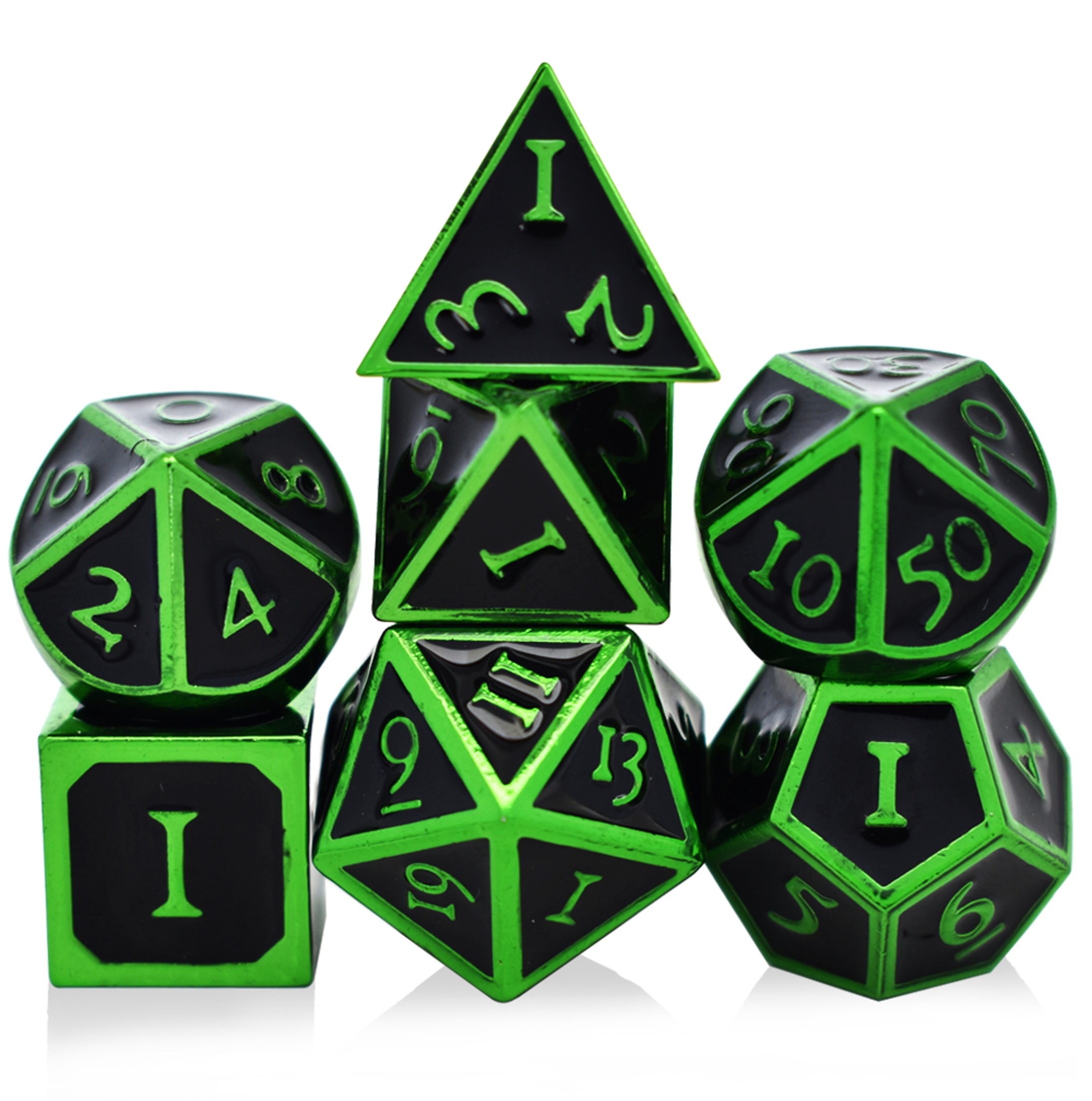 Solid Metal Green with Black Dice